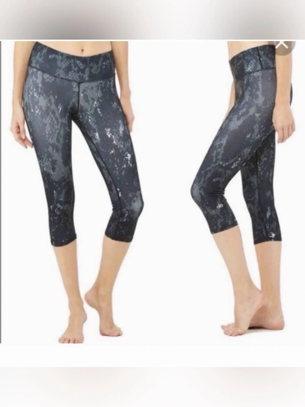 ALO Yoga Black and Gray Snakeskin patterned leggings
